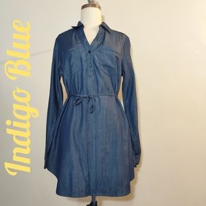 Indigo Blue Navy Denim Mini Dress